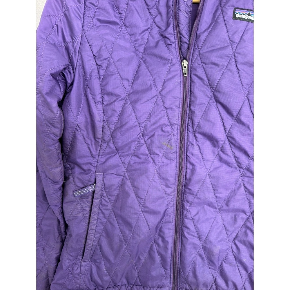 Patagonia Kids Purple Diamond Quilted Full Zip Puffer Jacket Size L 12 - Picture 3 of 8